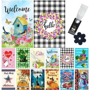 Seasonal Garden Flags Set of 12 Double Sided Easter Spring Garden Flag
